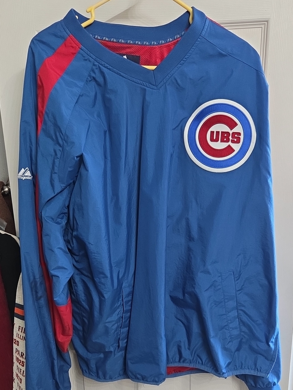 Majestic Blue & Red Chicago Cubs Mens Pullover Windbreaker